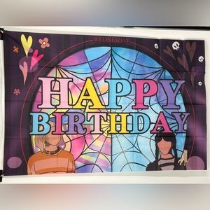 Wednesday Happy Birthday Banner 3x5ft